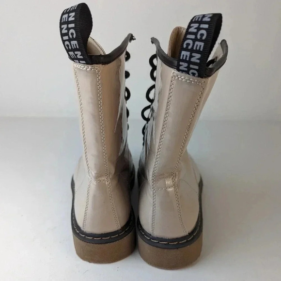 Lady Godiva Vegan Patent Leather Combat Boots - 9 - Picture 6 of 8